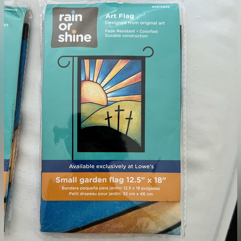 Rain or shine garden flag